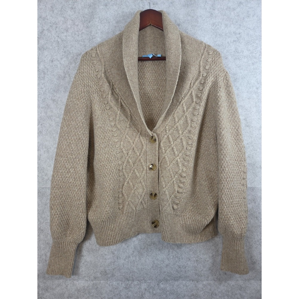 Draper James Cardigan Sweater 3X Chunky Cable Knit Shawl Collar Wool Blend Mom